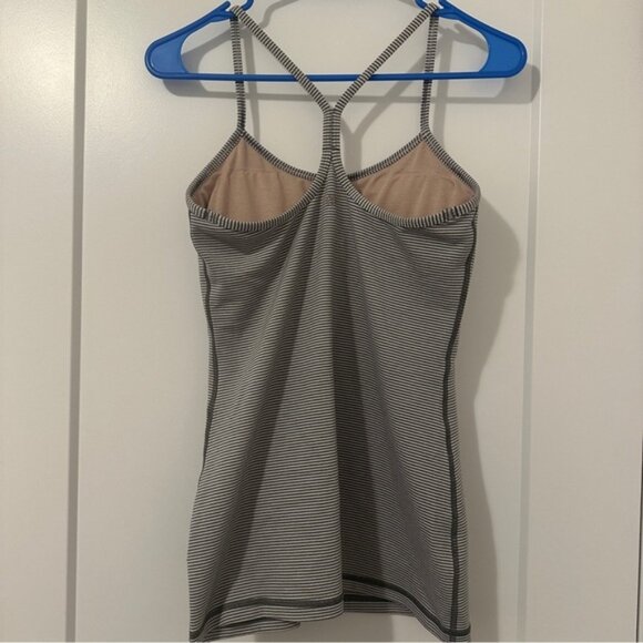 Lululemon Grey White Stripes Power Y Tank Top Size 6 Women’s - Picture 6 of 11